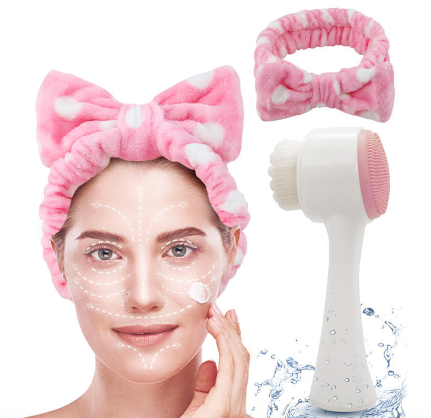 2-in-1 Silicone Facial Cleansing Brush & Headband Set